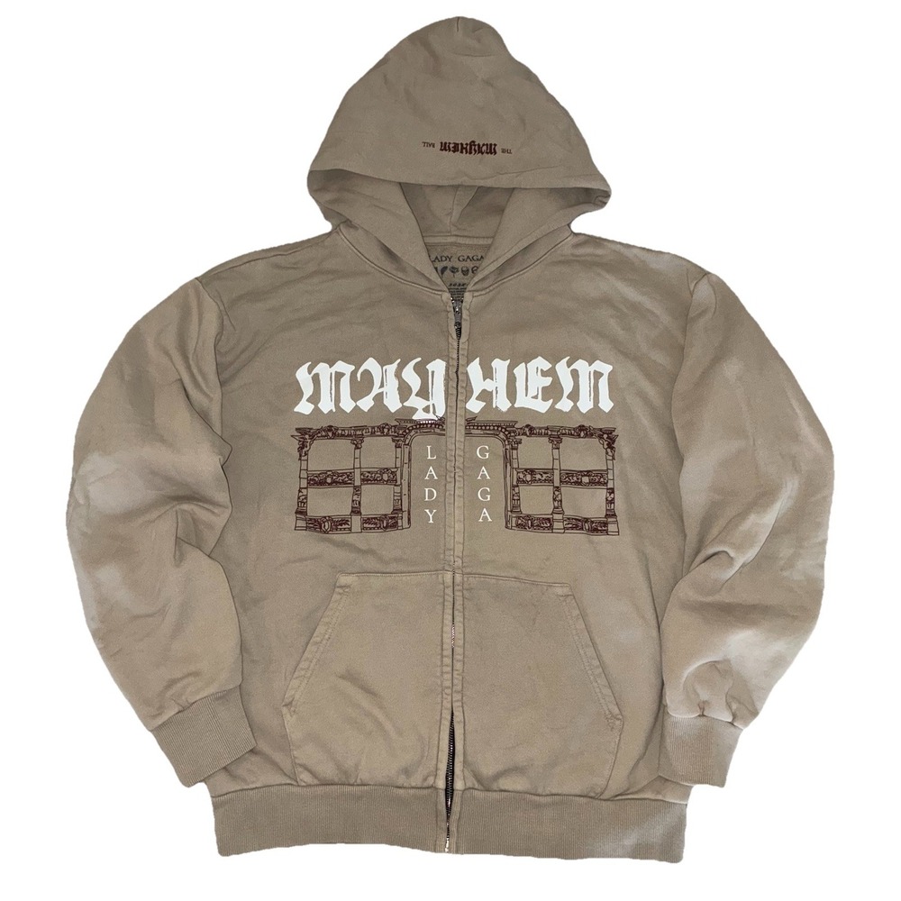 Lady Gaga Opera‎ Haus Hoodie L Beige Full Zip Mayhem Ball 2025 Merch NEW *flaws